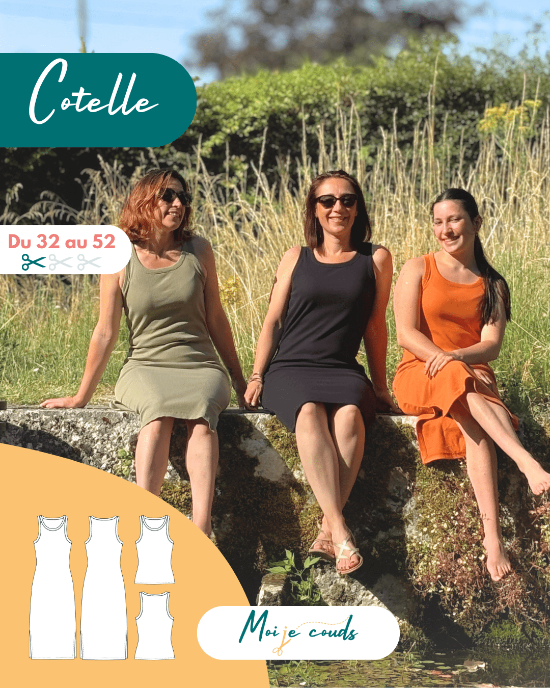 PDF-Patron La robe ou le top Cotelle  32 au 52 - VERSION NUMERIQUE - 