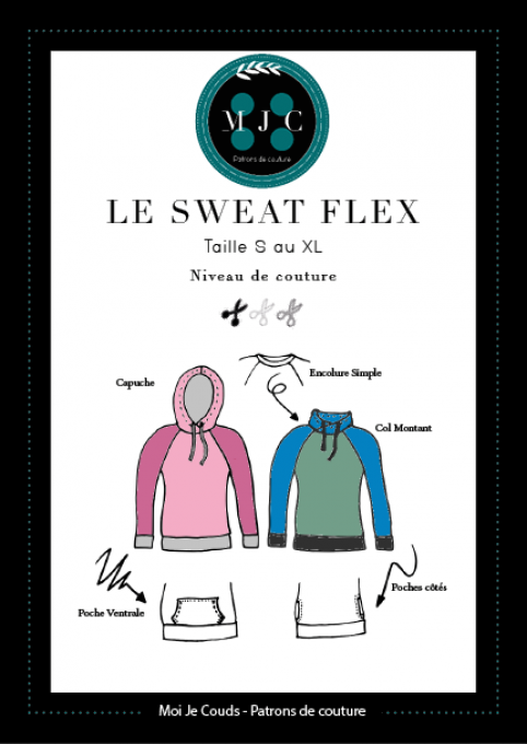 Patron  SWEAT FLEX adulte mixte S au XL -VERSION POCHETTE-