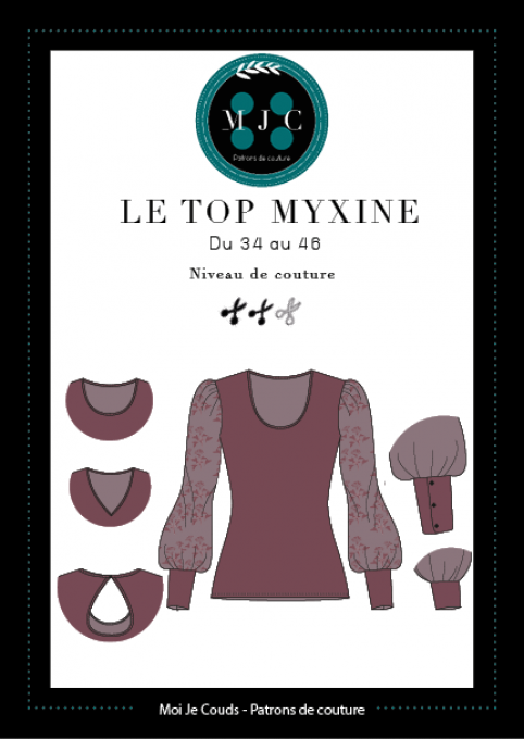  Patron Top MYXINE  du 34 au 46 -VERSION POCHETTE -