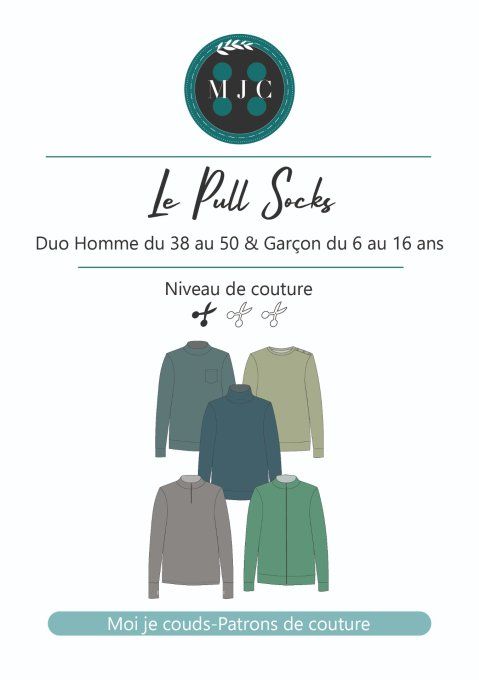 PDF-Le pull Socks Duo Homme 38-50 / Garçon 6-16 ans- VERSION NUMERIQUE-