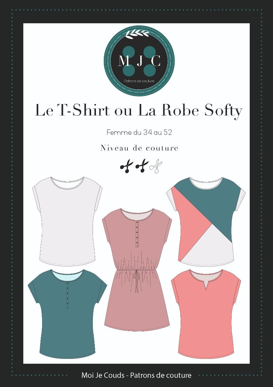 Patron Le T-shirt ou la robe SOFTY du 34 au 52 - VERSION POCHETTE -