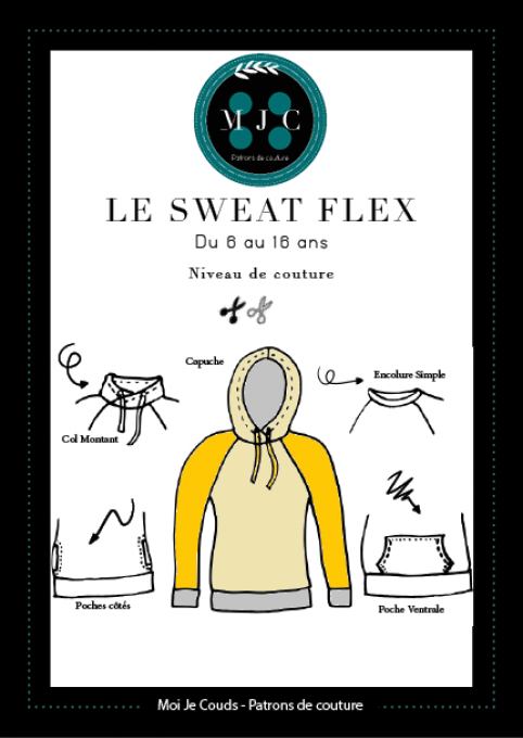 Patron SWEAT FLEX 6 -16 ans -VERSION POCHETTE-