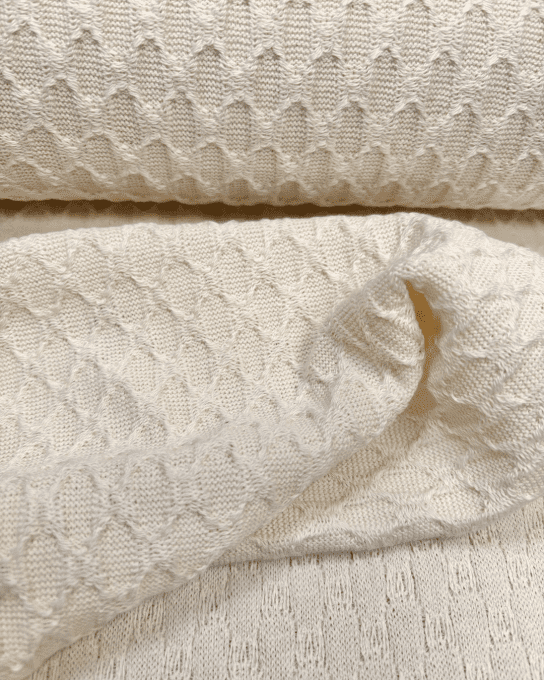 Maille Tricot  Coton Jacquard Sable - par 10 cm  