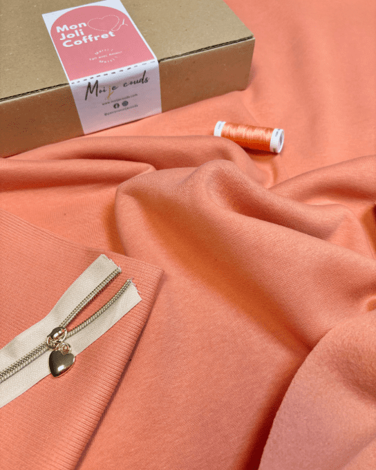 Mon Joli Coffret - Le Sweat Lovenn - Sweat Molleton Brossé Cosy Saumon - Version Col Zippé