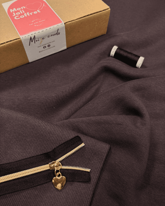 Mon Joli Coffret - Le Sweat Lovenn - Sweat Molleton Brossé Cosy Chataigne - Version Col Zippé