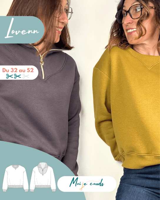 PDF-Patron Le sweat Lovenn du 32 au 52- VERSION NUMERIQUE