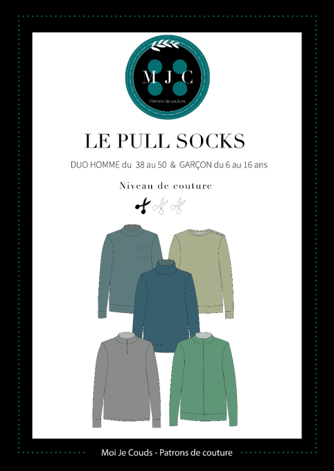 Patron Le pull Socks Duo Homme 38-50 / Garçon 6-16 ans -Version Pochette