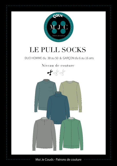 Patron Le pull Socks Duo Homme 38-50 / Garçon 6-16 ans -VERSION POCHETTE