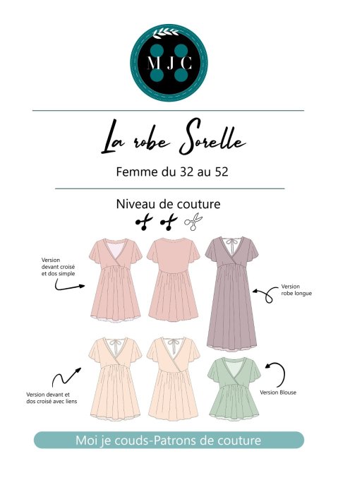 Patron La robe (ou blouse) Sorelle du 32 au 52 - VERSION POCHETTE -