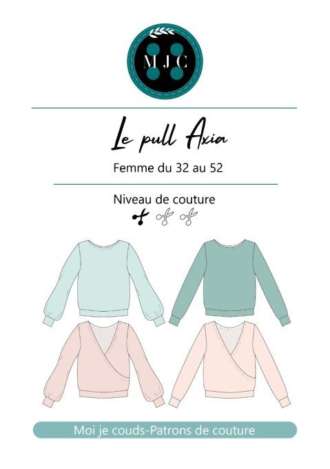PDF-Patron le pull ou cache-coeur Axia du 32 au 52 - VERSION NUMERIQUE  - 