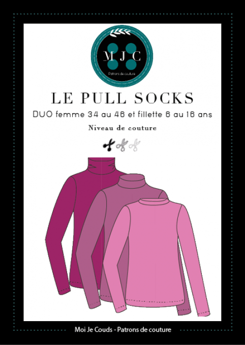 PDF- Patron DUO Pull Socks 6-16 ans et 34 au 46   -VERSION NUMERIQUE - 